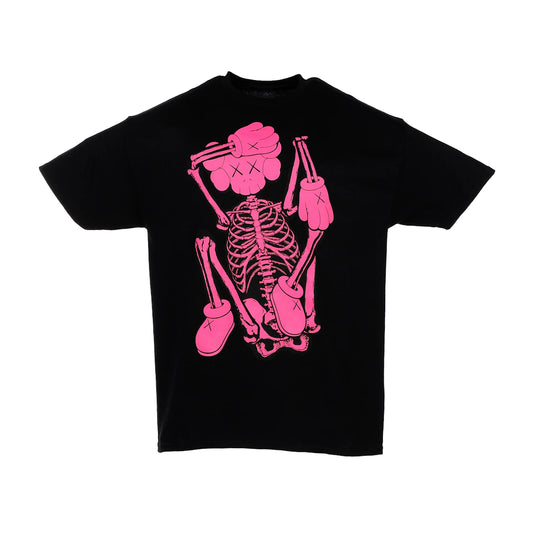 KAWS SKELETON NEW FICTION T-shirt Pink