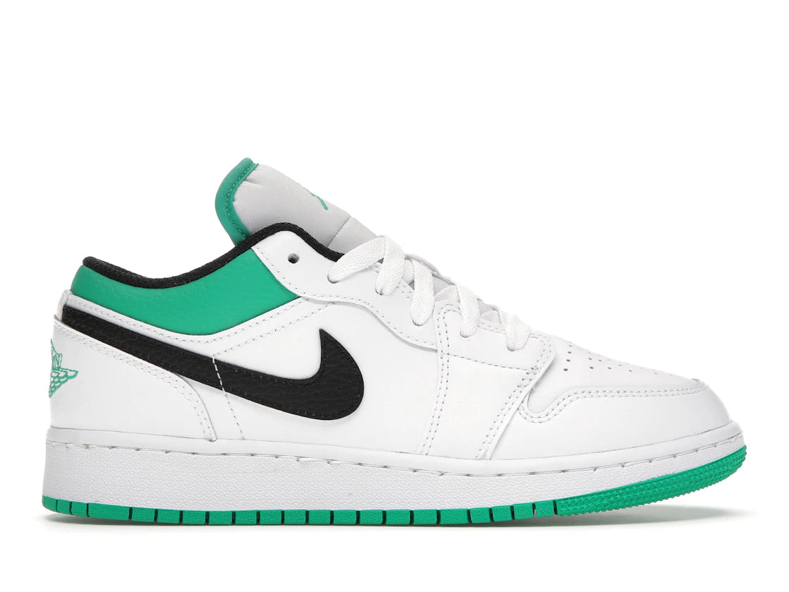Jordan 1 Low White Lucky Green Tumbled Leather (GS)