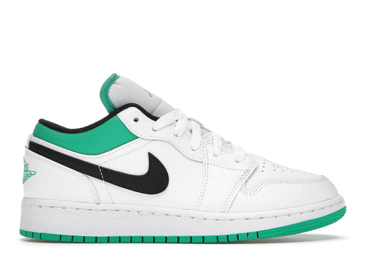 Jordan 1 Low White Lucky Green Tumbled Leather (GS)