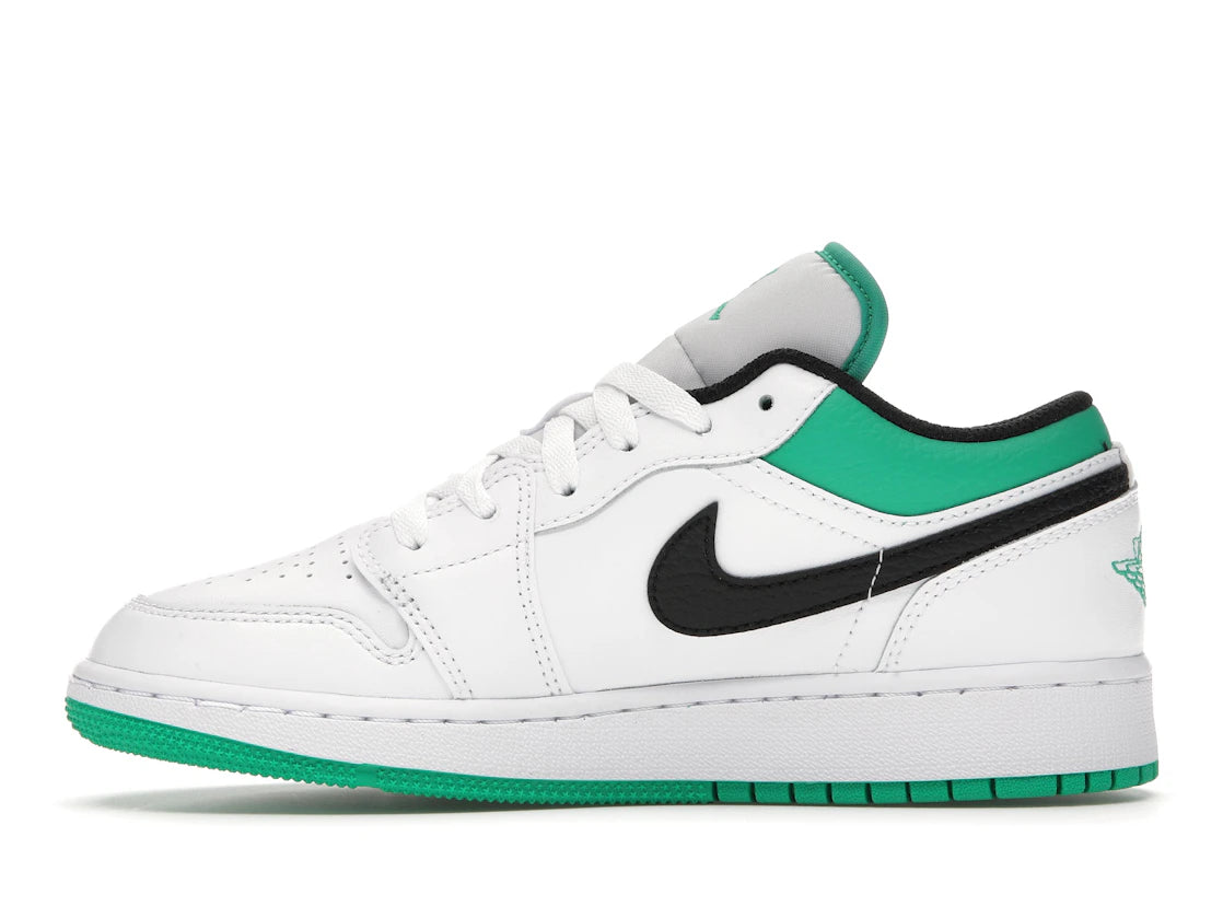 Jordan 1 Low White Lucky Green Tumbled Leather (GS)