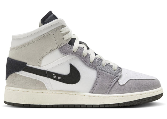 Jordan 1 Mid SE Craft White Cement Grey Black (GS)