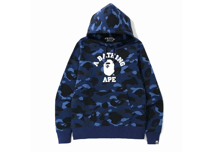 BAPE Color Camo College Pullover Hoodie Navy/Blue