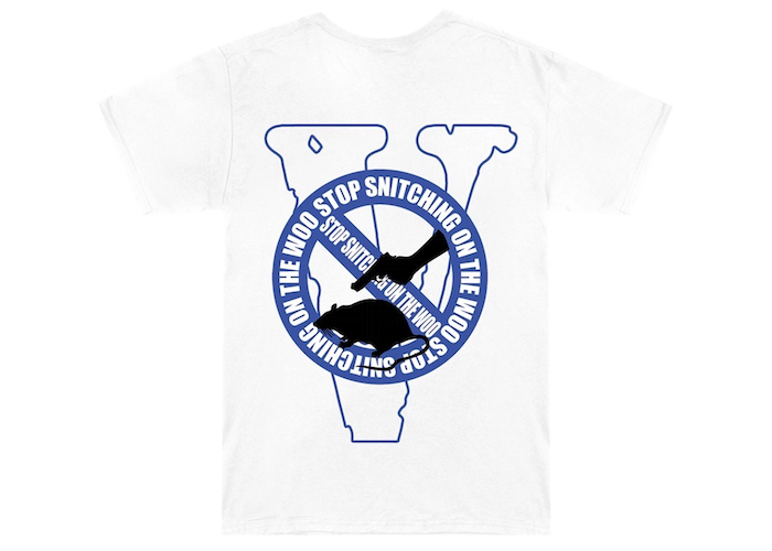 Pop Smoke x Vlone Stop Snitching T-Shirt White/Blue