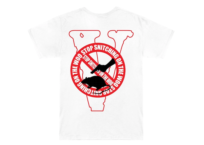 Pop Smoke x Vlone Stop Snitching T-Shirt White/Red